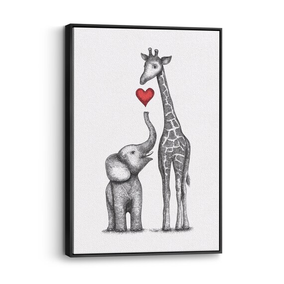 Elephant Giraffe Nursery Decor, Safari Art Print