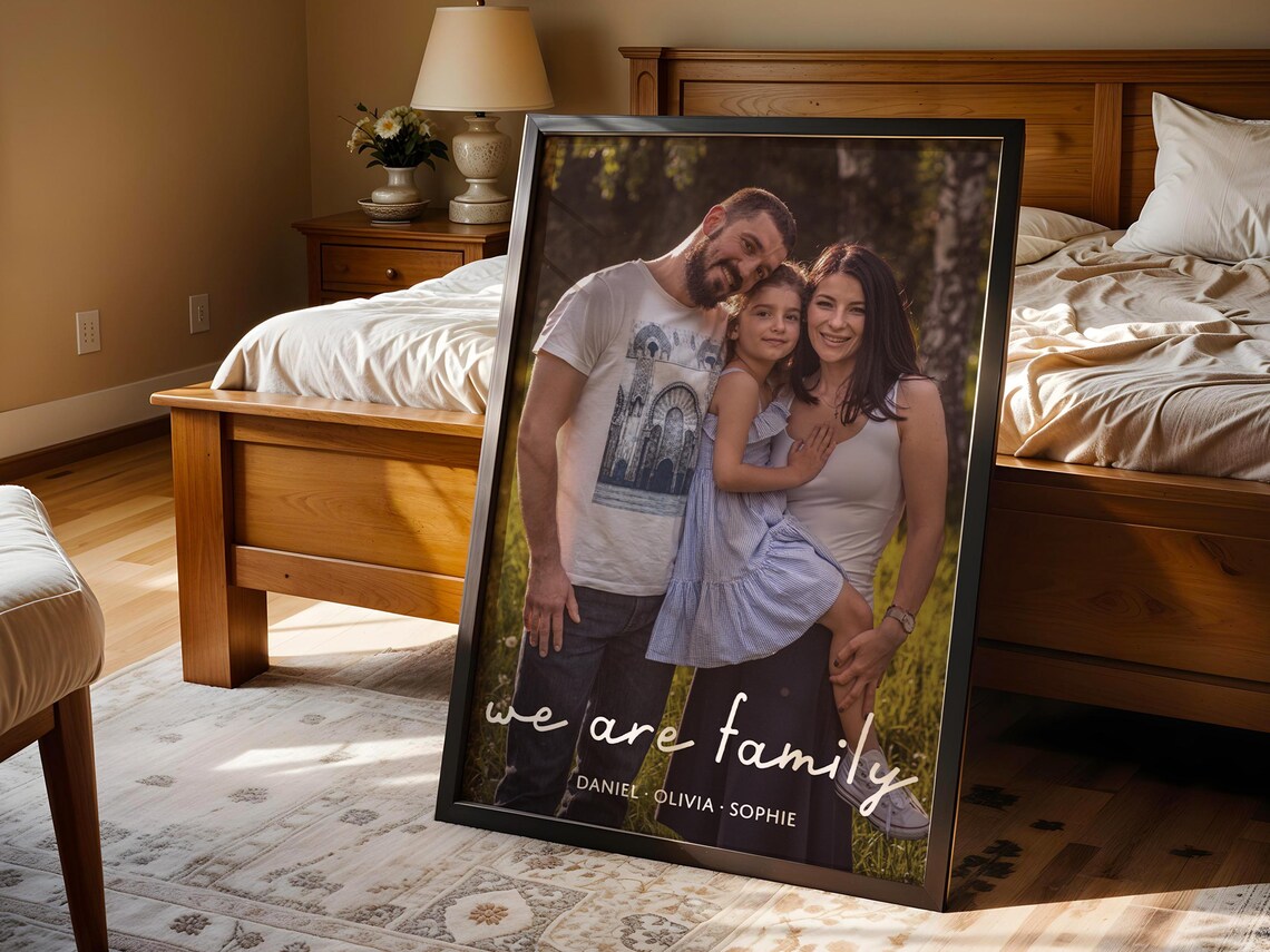 Personalized We Are Family Photo Poster with Custom Names Gift