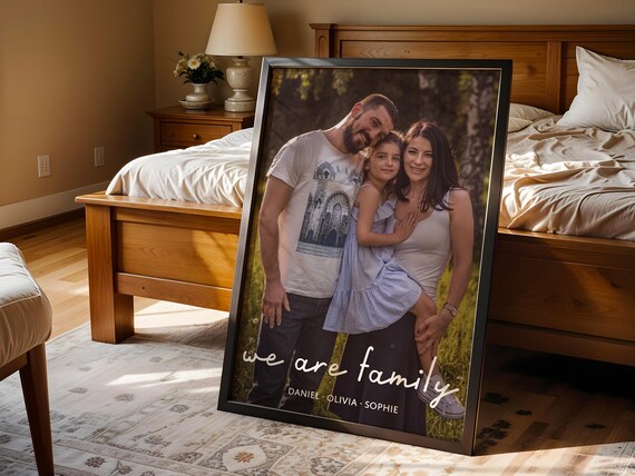 Personalized We Are Family Photo Poster with Custom Names Gift