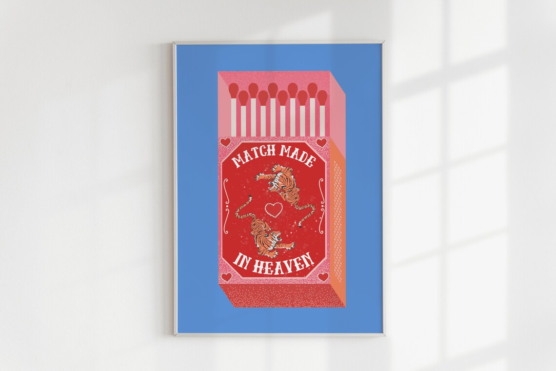 Match Made In Heaven Tiger Vintage Art Print - Image 2