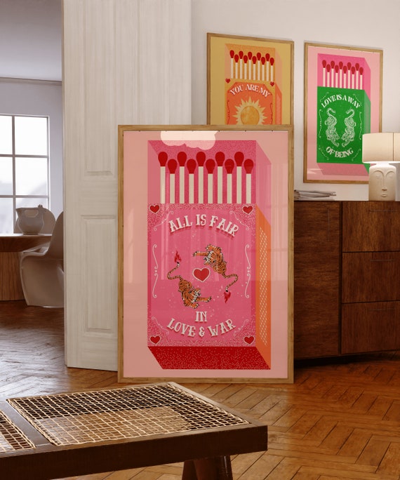 Retro Tiger Matchbox Poster, All Is Fair In Love And War