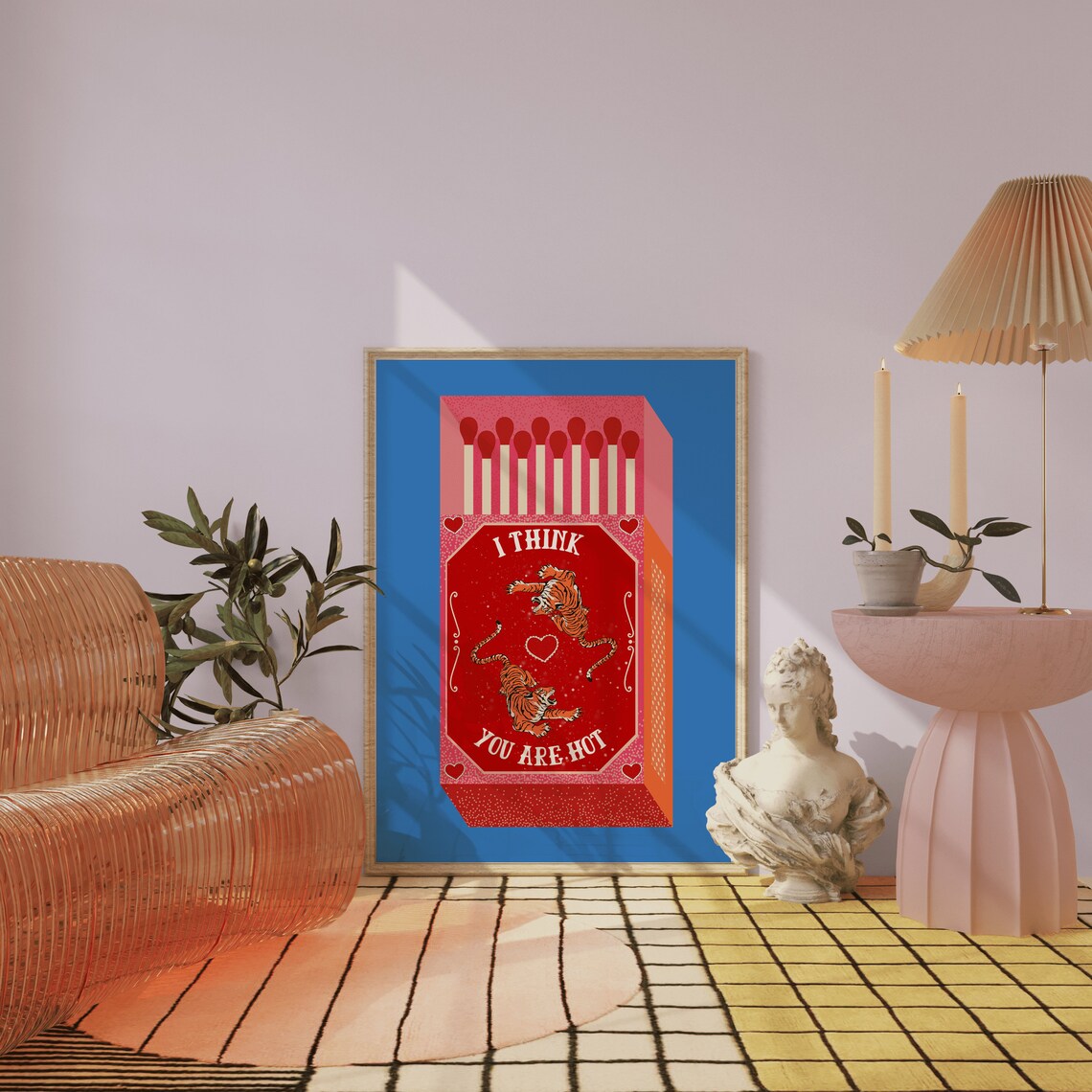 Retro Red Tiger Matchbox I Think You Are Hot Flirty Vintage Wall Art