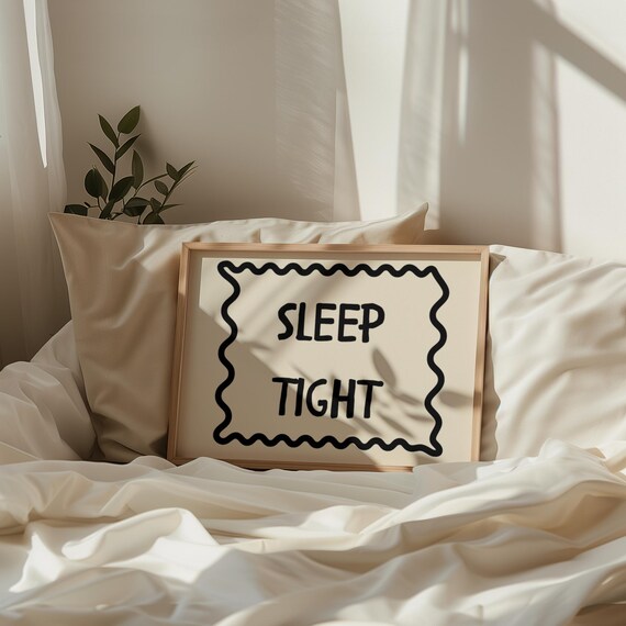 Sleep Tight Wall Art Horizontal Poster Gift Bedroom Quote Trendy Good Night Printcute Decor Print