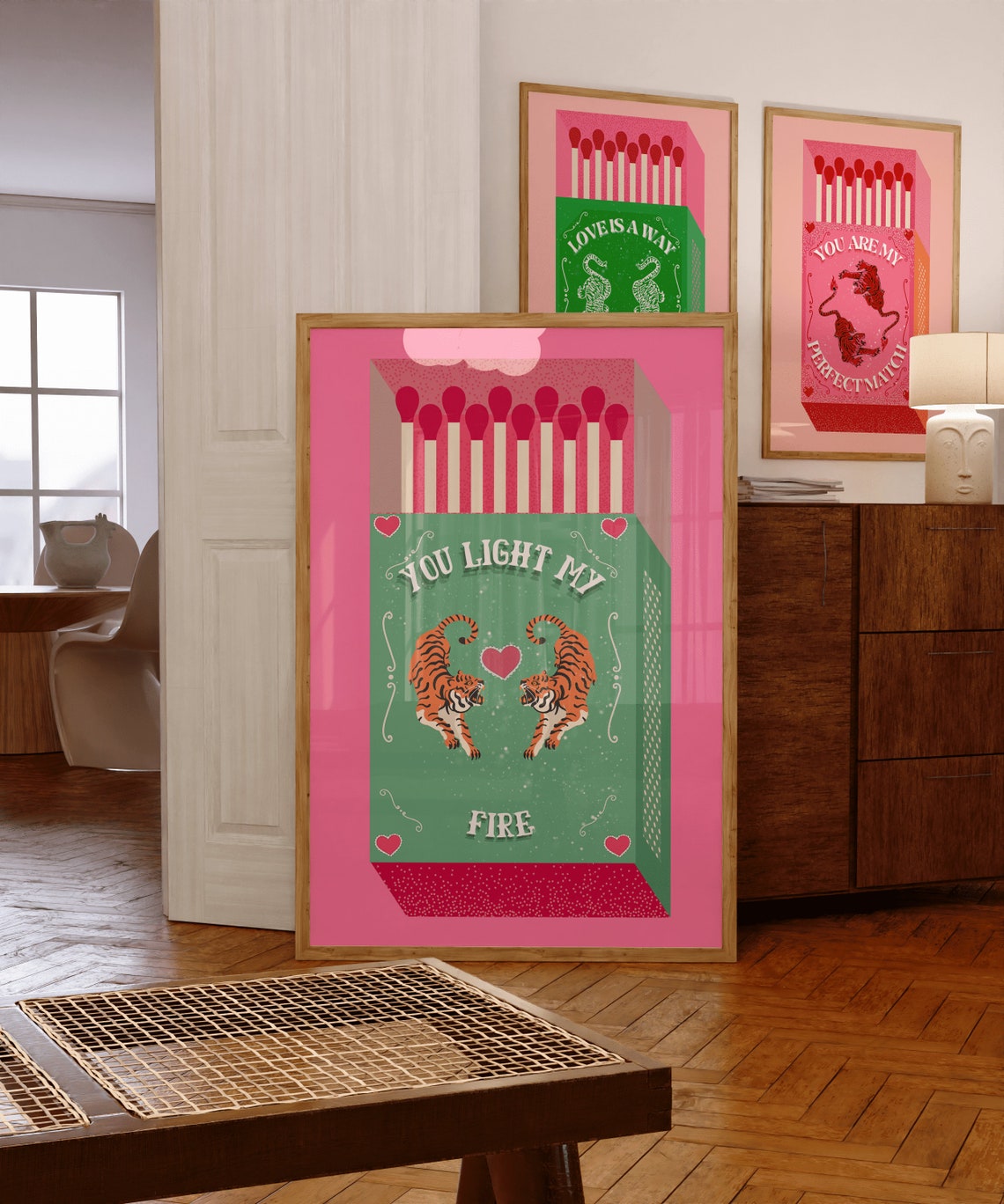 Pink Matchbox Retro Tiger Art Print