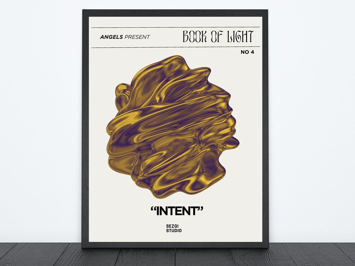 Book of Light Intent Golden Swirl Affirmation Art Poster No 4