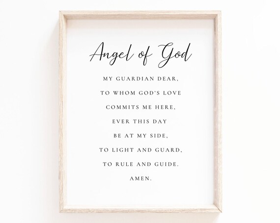 Guardian Angel Prayer Art Print, Catholic Nursery