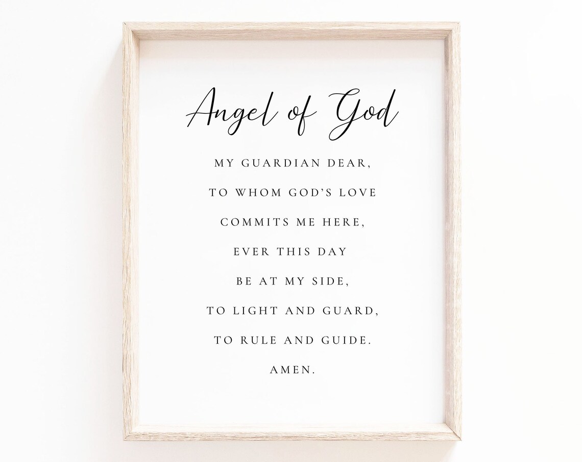 Guardian Angel Prayer Art Print, Catholic Nursery