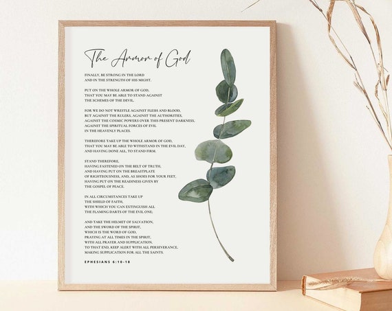 Armor Of God Scripture Art Print, Ephesians 6:10-18