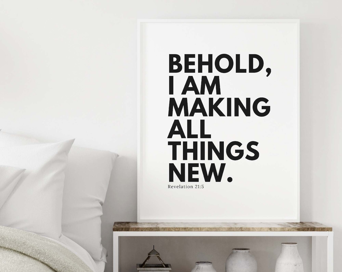 Revelation 21:5 Minimal Scripture Poster Art Print
