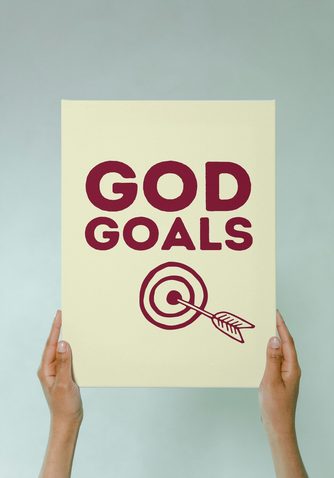 God Goals Target Arrow Typography Maroon Vintage Style Faith Poster - Image 2