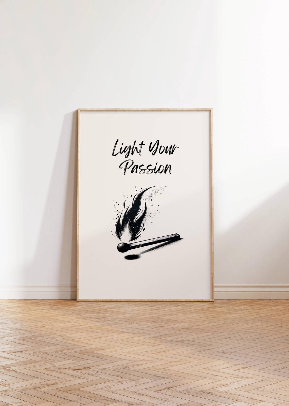 Light Your Passion Matchstick Flame Minimalist Script Art Poster - Image 3