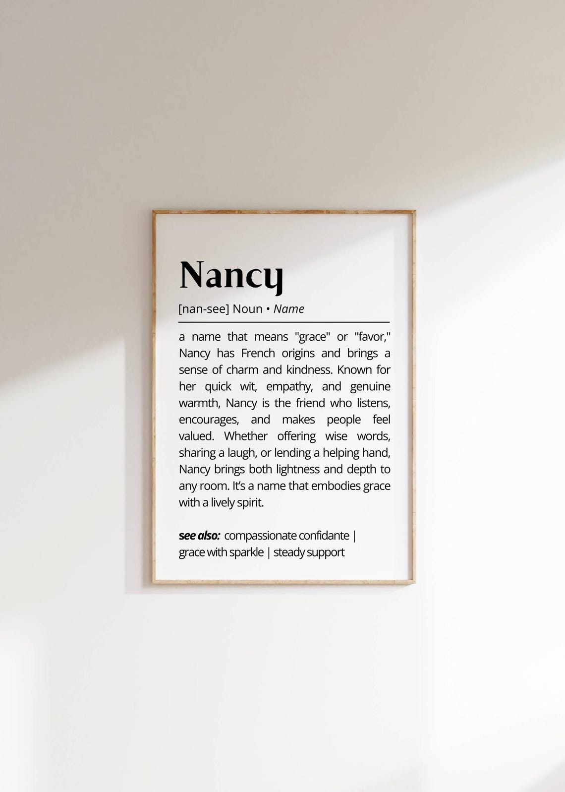 Nancy Name Definition Print Personalized Meaning Elegant Gift Art - Image 2
