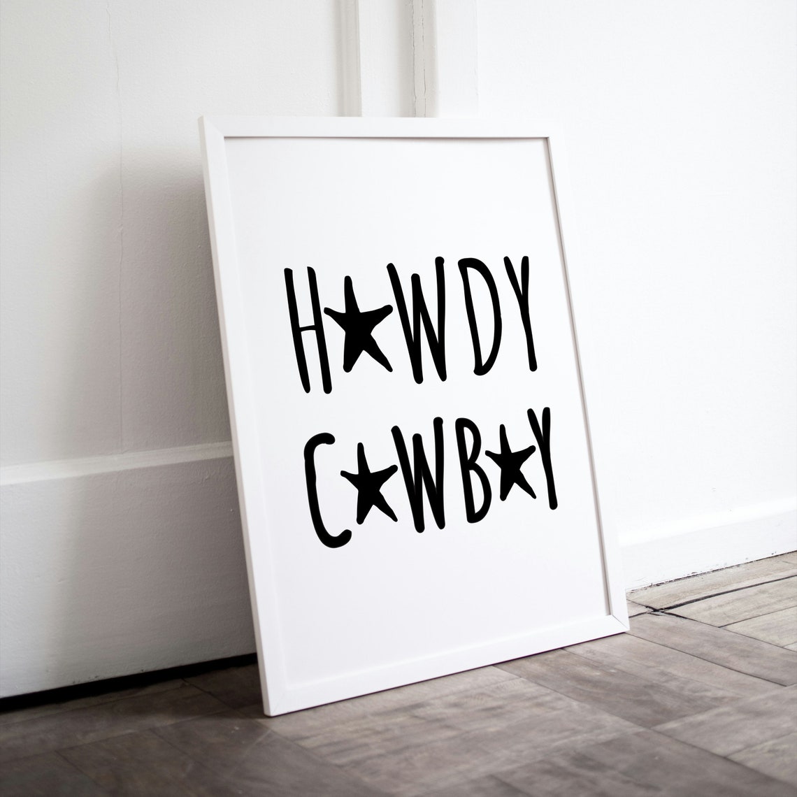 Howdy Cowboy Star Typography Western Ranch Decor Quote Poster