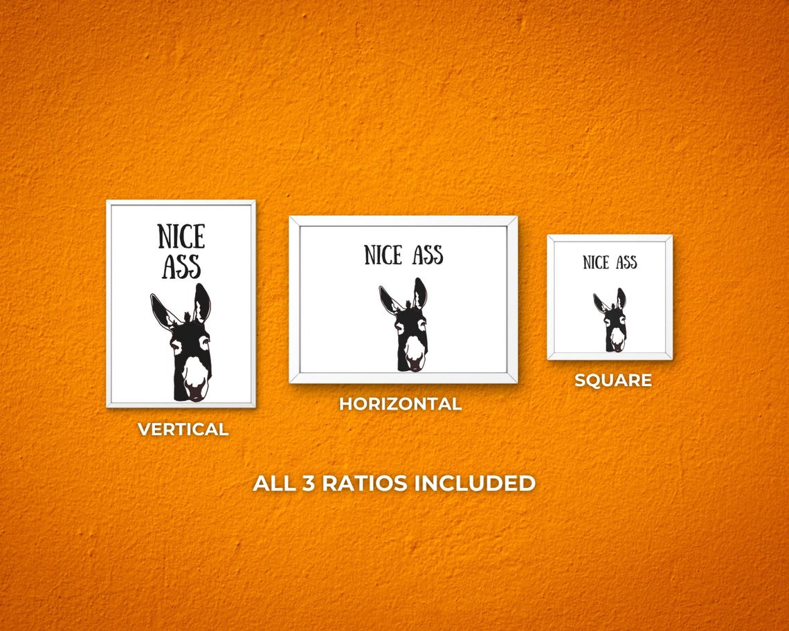 Nice Ass Funny Donkey Silhouette Bathroom Humor Minimalist Poster - Image 3