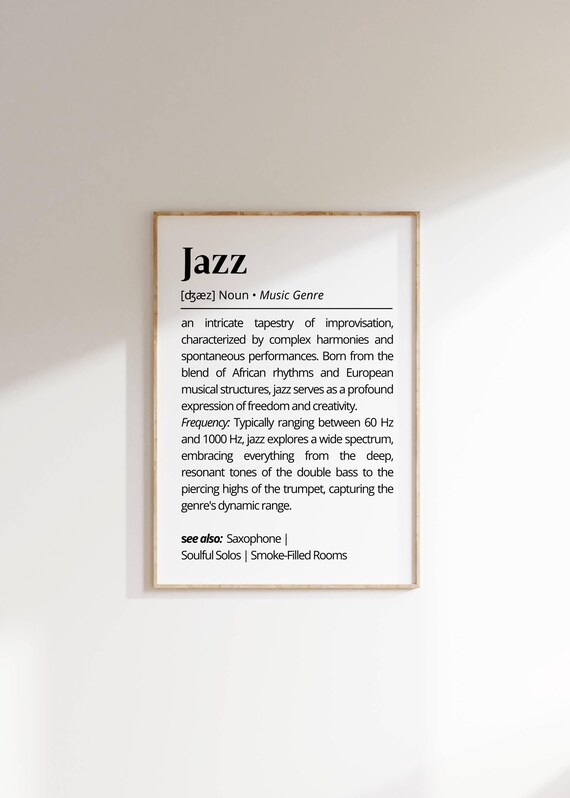 Jazz Music Genre Definition Minimalist Typography Gift For Fans Poster