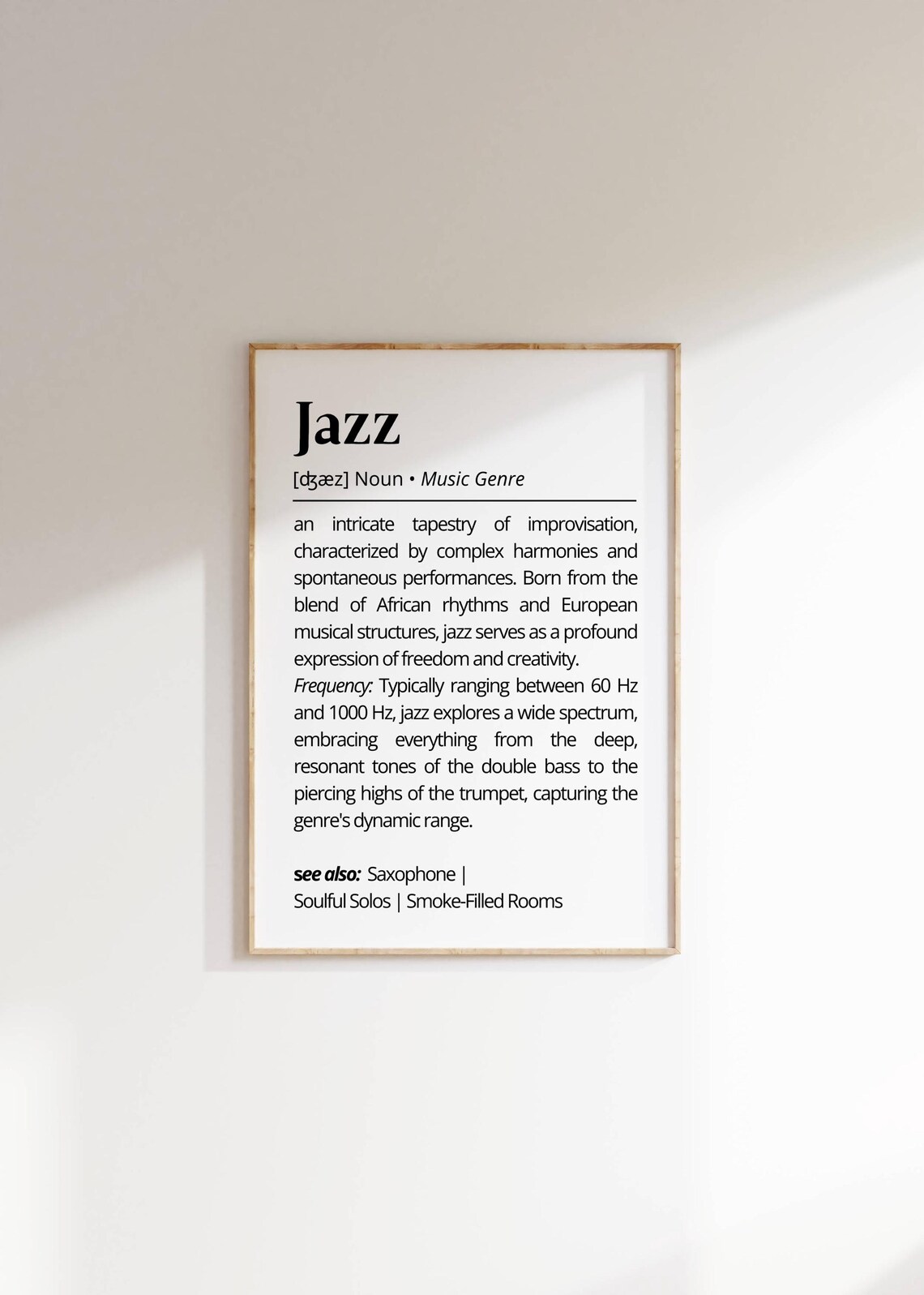 Jazz Music Genre Definition Minimalist Typography Gift For Fans Poster