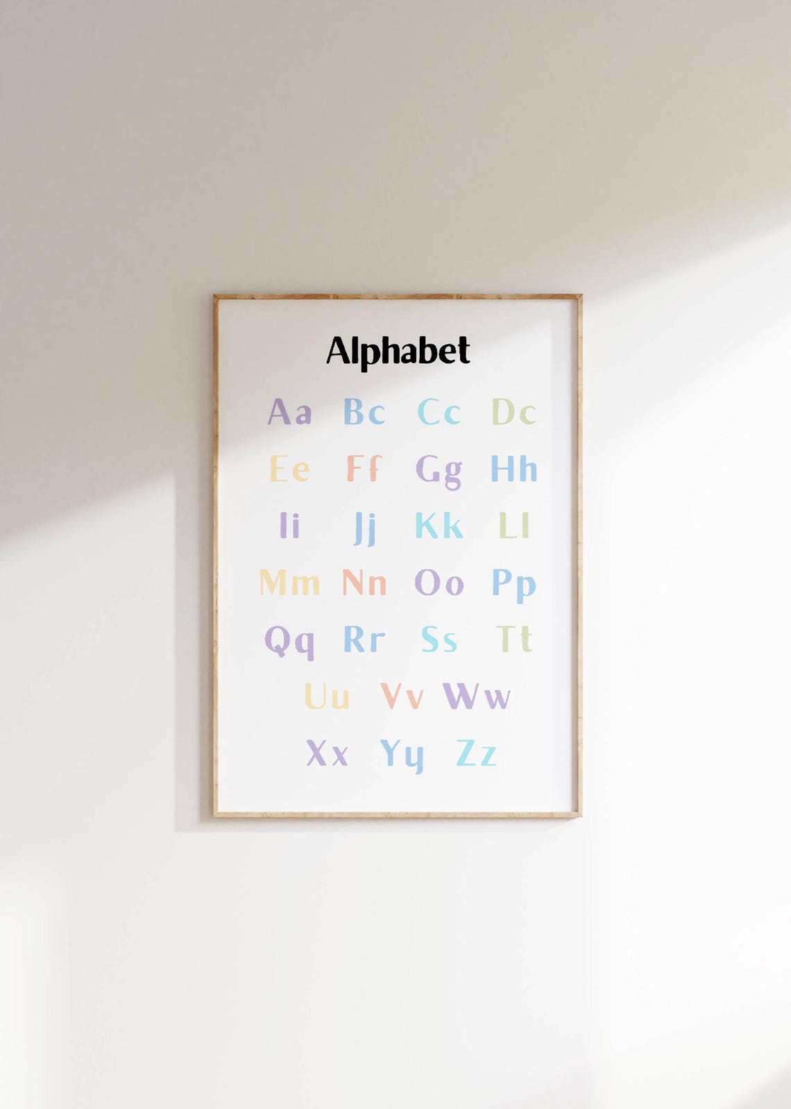 Pastel Alphabet Learning Chart Poster For Kids Nursery Decor ABC Art - Image 3