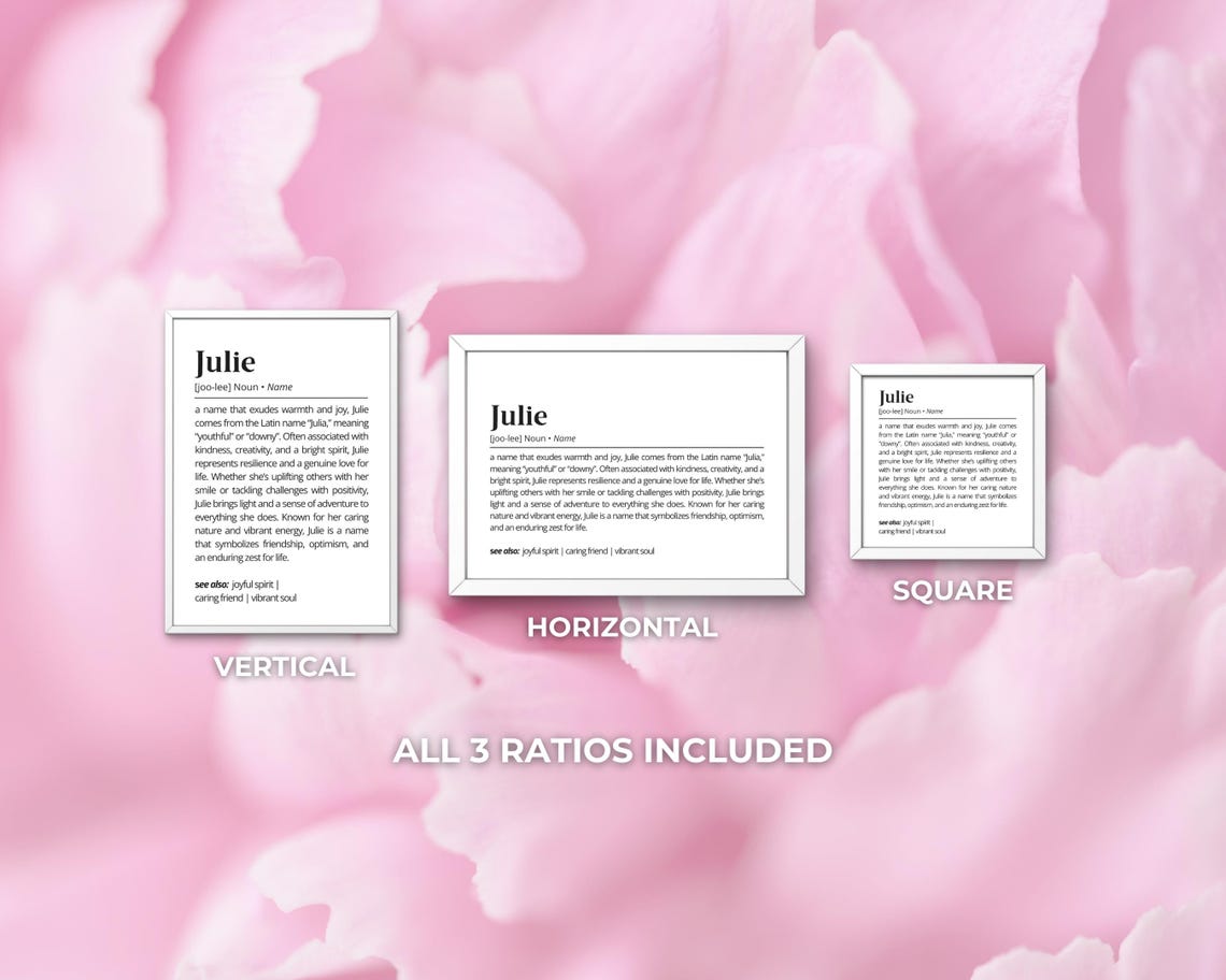 Julie Personalized Name Meaning Dictionary Style Minimalist Poster - Image 3