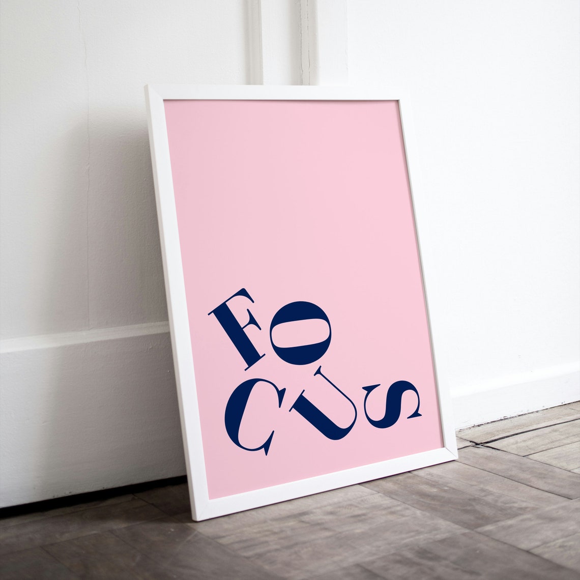 Focus Wavy Typography Navy Pink Minimalist Motivational Word Art Poster - Image 3