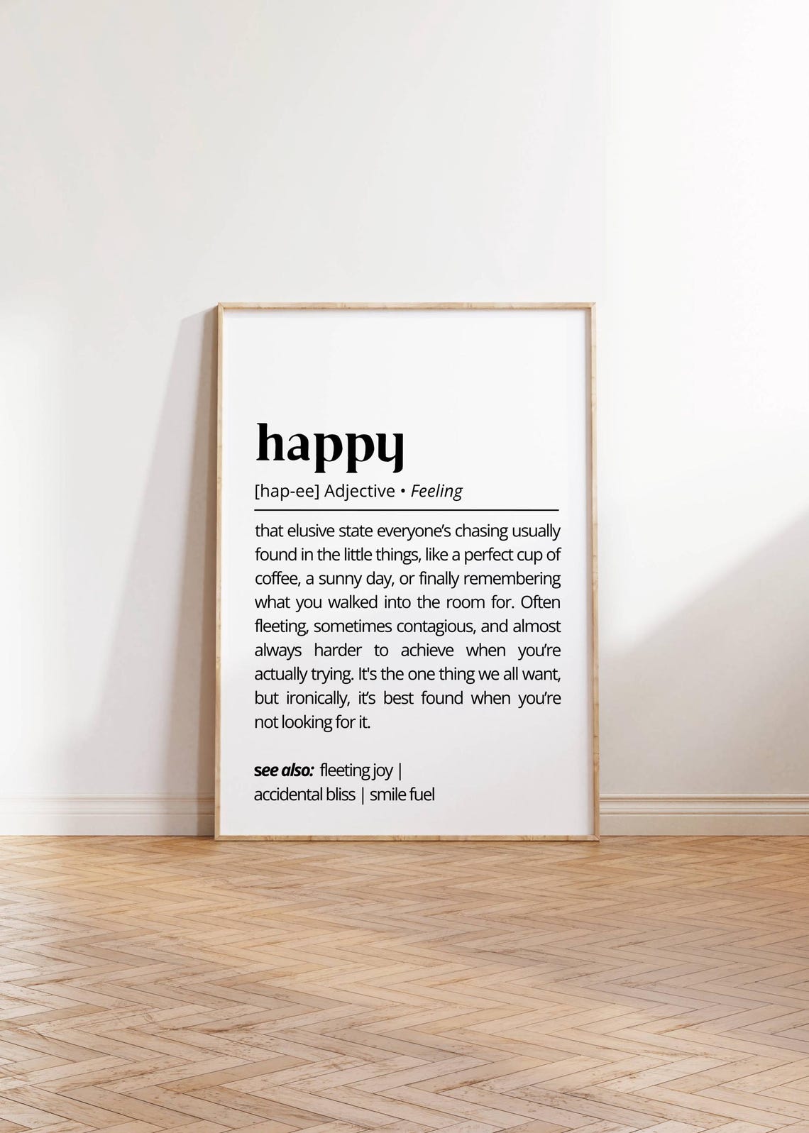 Happy Definition Minimalist Typography Uplifting Feel Good Wall Art - Image 2