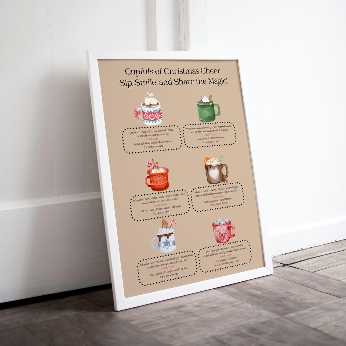 Cupfuls Of Christmas Cheer Cocoa Recipes Holiday Mug Wall Poster - Image 3