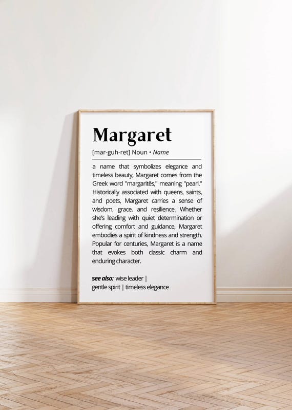 Margaret Name Definition Wall Art Print Elegant Personalized Gift For Friends Family Timeless Name Meaning Poster Classic Home Art Decor