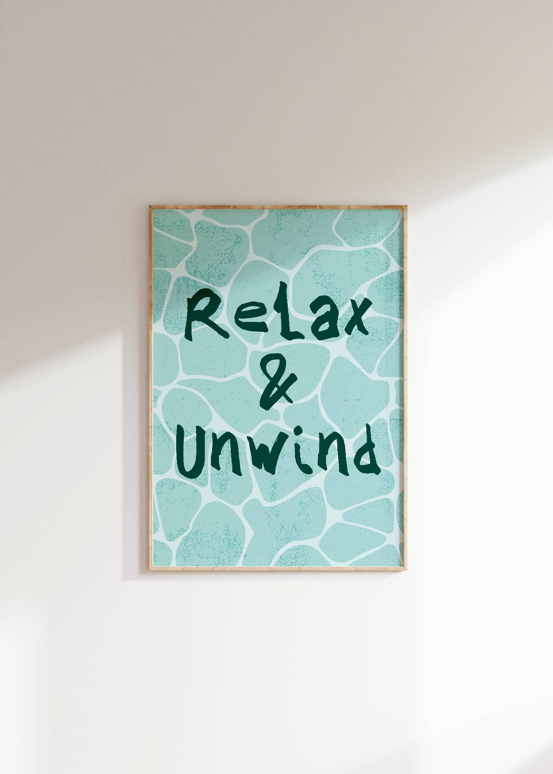 Relax And Unwind Teal Water Ripple Calm Spa Style Wall Poster