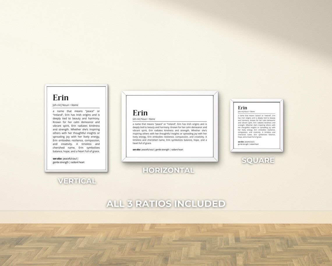 Erin Name Definition, Minimalist Typography Art Print - Image 3