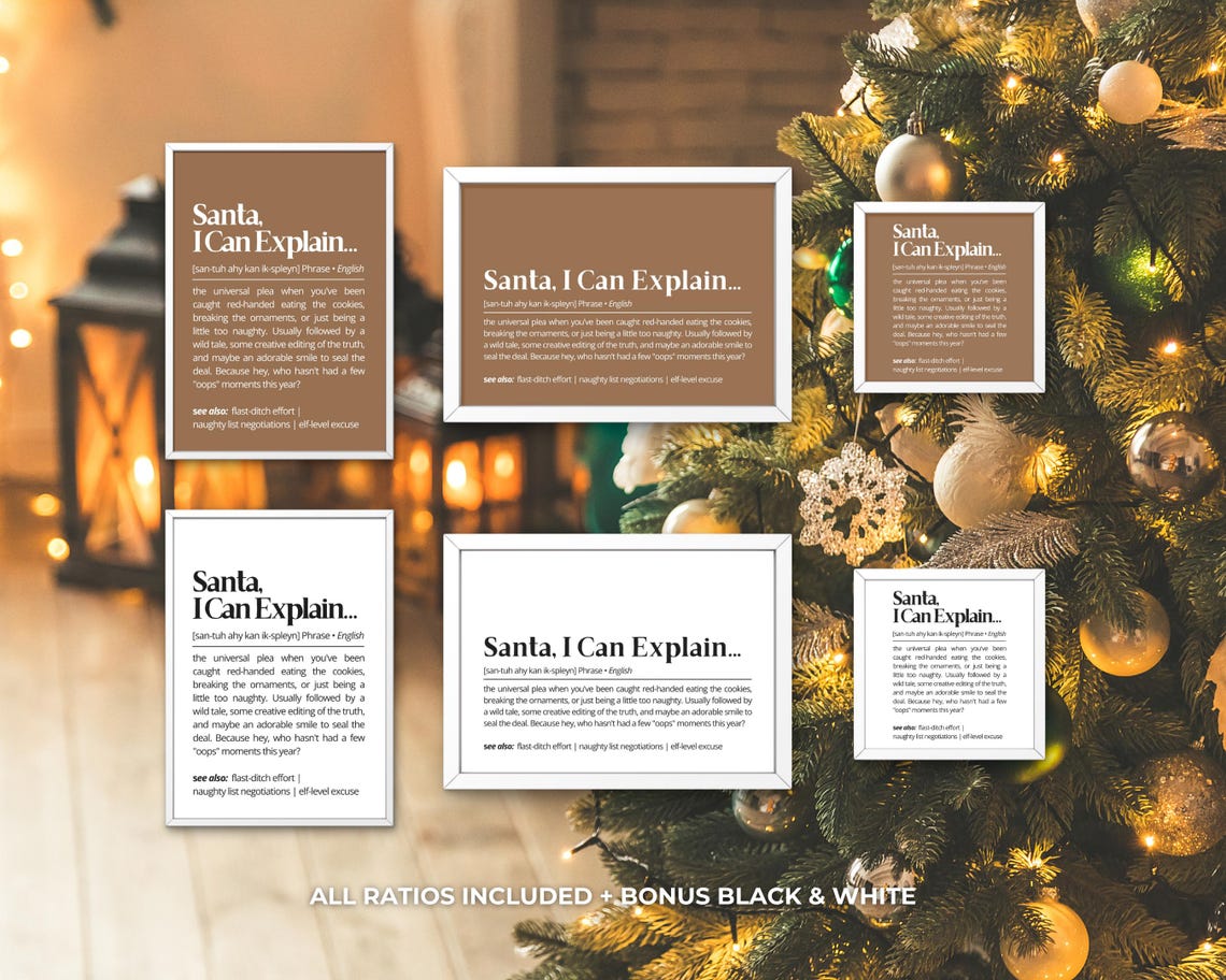 Santa I Can Explain Funny Christmas Excuse Definition Style Poster - Image 3
