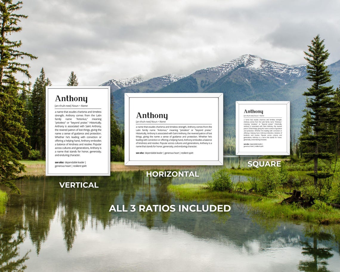Anthony Name Definition Print Personalized Meaning Honor Gift Art - Image 3