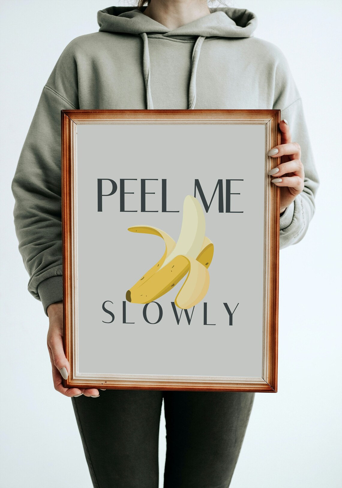 Peel Me Slowly Peeled Banana Funny Fruit Quote Art Wall Poster - Image 2