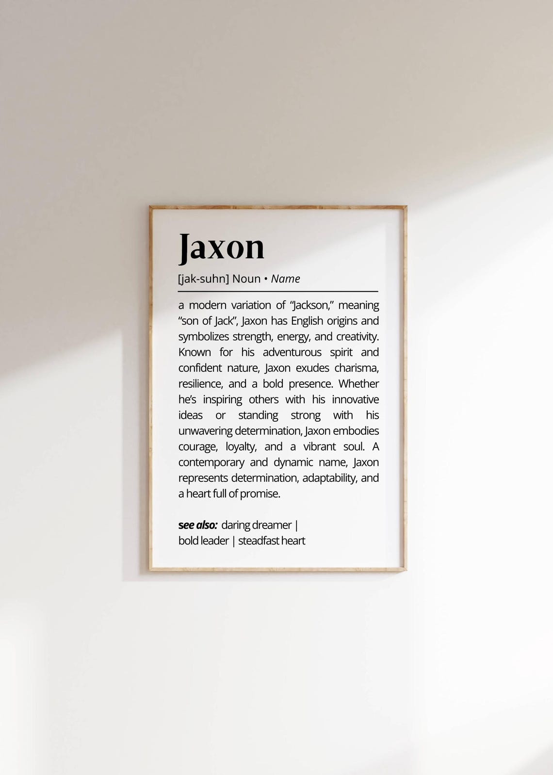 Jaxon Name Definition Meaning Minimalist White Personalized Print