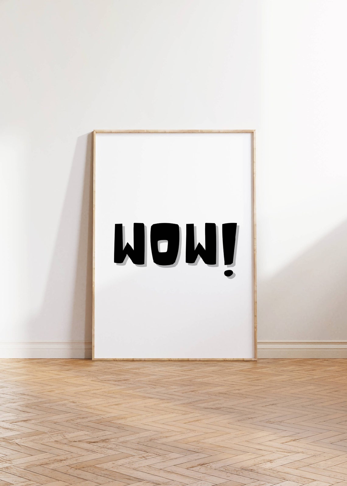 Wow Bold Black Cartoon Typography Fun Pop Art Bedroom Wall Poster