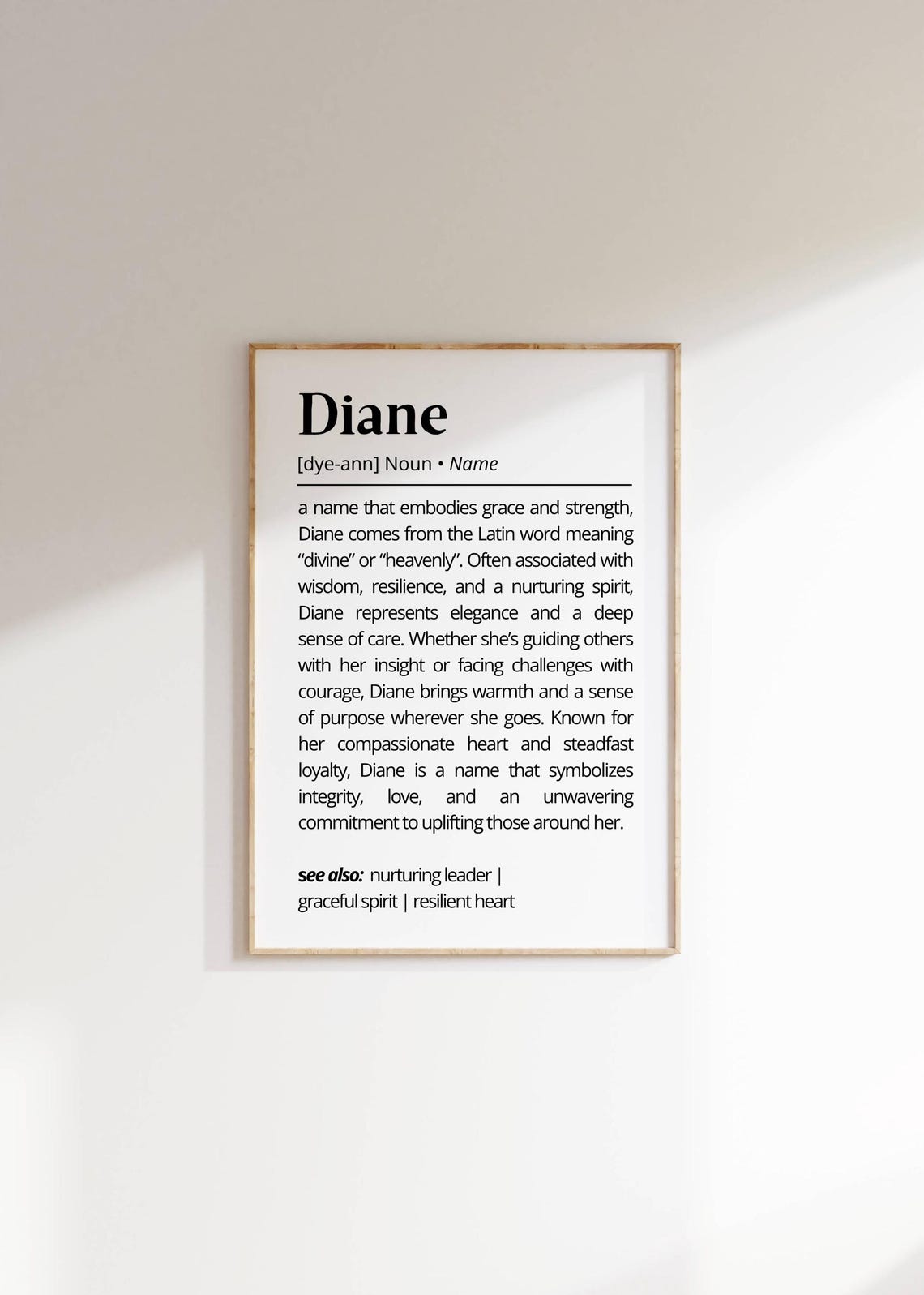 Diane Personalized Name Meaning Dictionary Style Minimalist Poster
