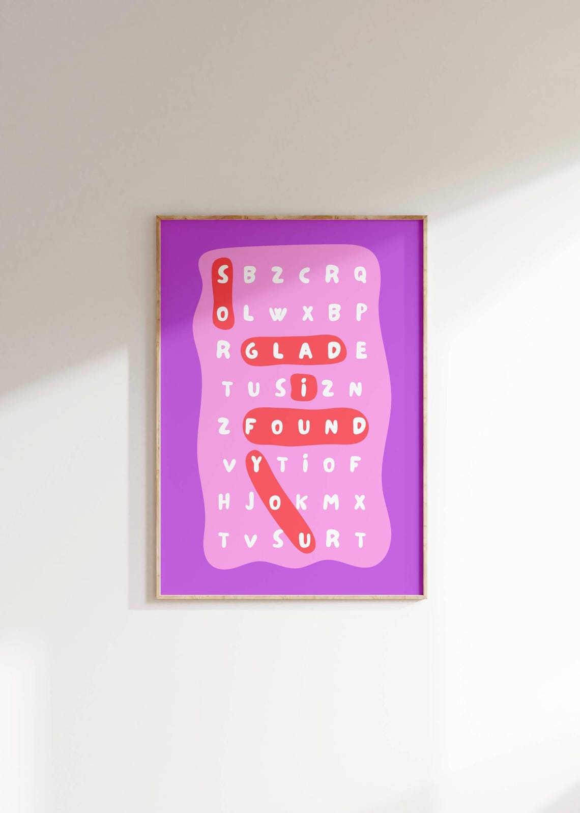 So Glad I Found You Purple Modern Word Search Puzzle Valentine Poster - Image 2