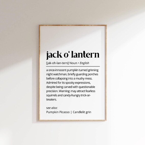 Jack O Lantern Funny Definition Print Halloween Pumpkin Decor Gift