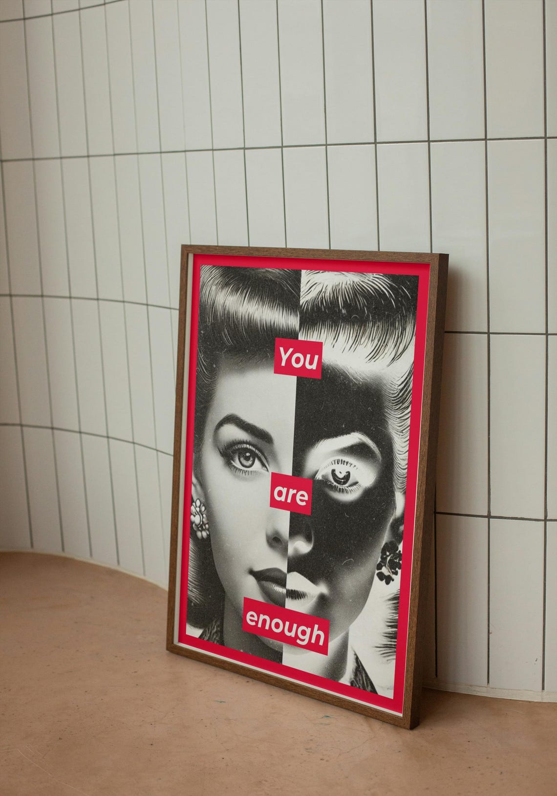 You Are Enough Motivational Retro Pop Art Split Portrait Poster - Image 2