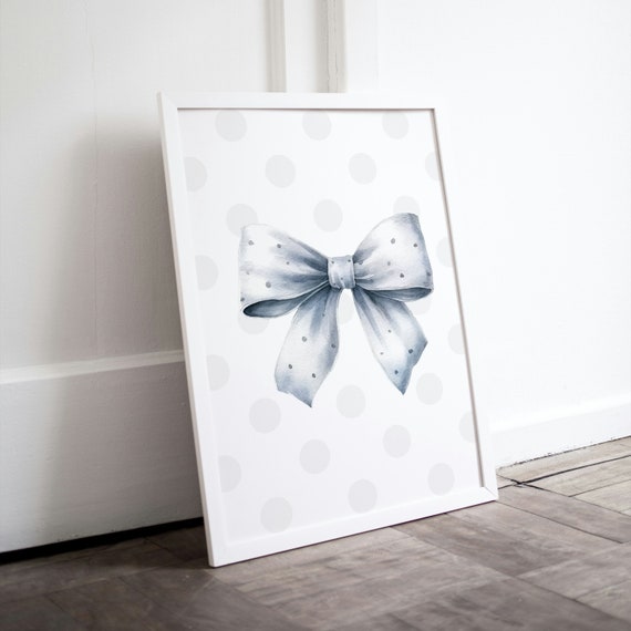 White Bow Print Preppy Art Bow Painting Preppy Dorm Prints Aesthetic Ivory Print White Retro Posters Dorm Prints White Girly Western Wall