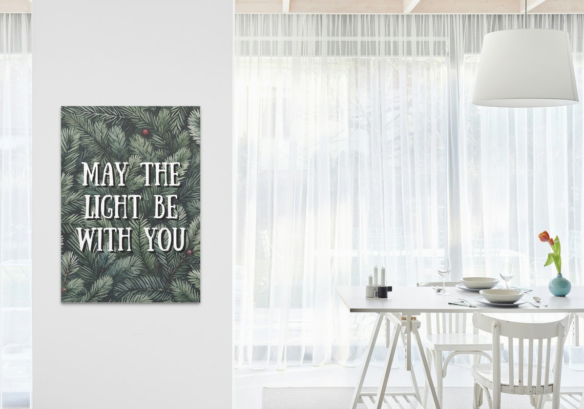 May The Light Be With You Evergreen Pine Branch Winter Poster - Image 3