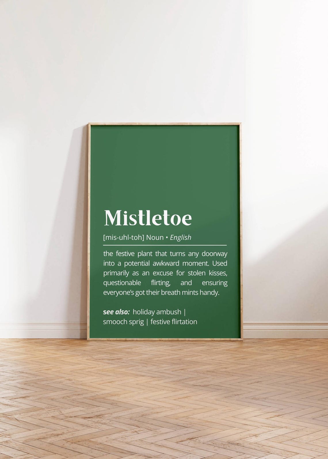 Mistletoe Definition Festive Kiss Plant Humor Dictionary Style Poster - Image 2