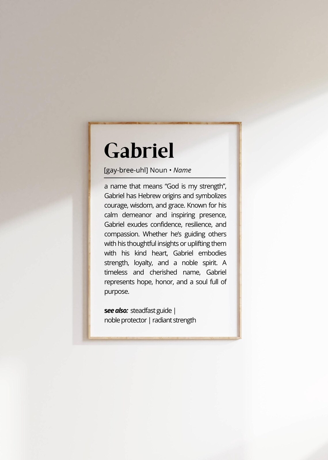 Gabriel Name Definition Art Print, Personalized Gift