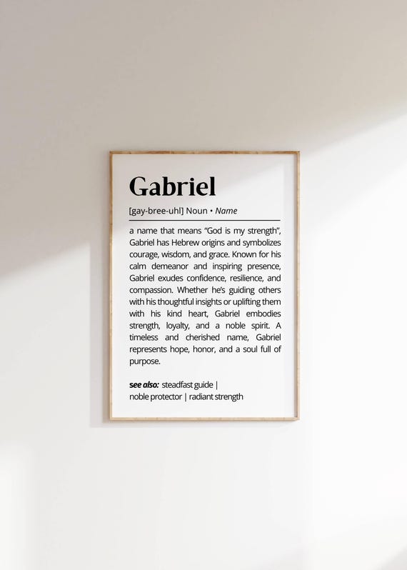 Gabriel Name Definition Art Print, Personalized Gift