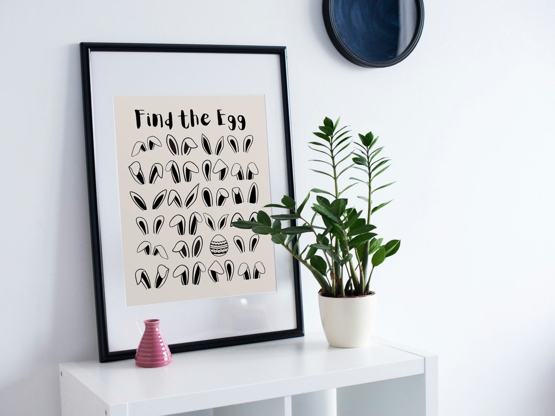 Find The Egg Hidden Egg Bunny Ears Easter Party Game Wall Poster - Image 2