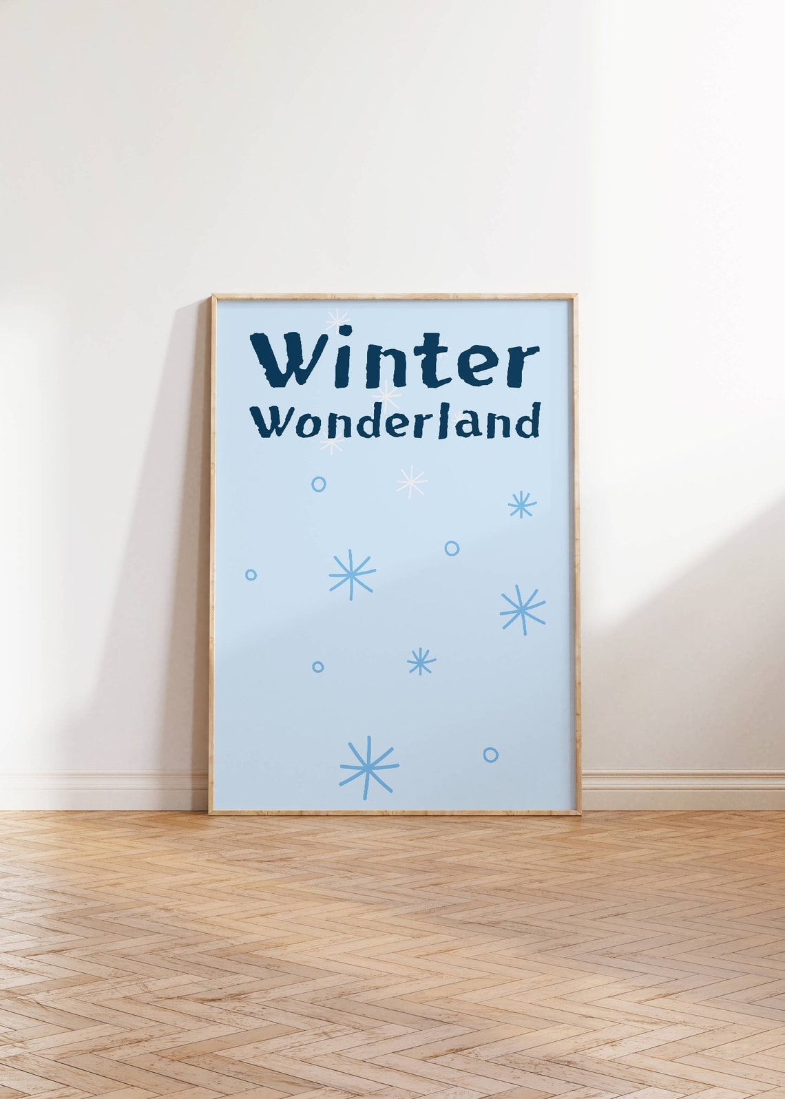 Winter Wonderland Snowflake Doodles Pale Blue Seasonal Wall Poster - Image 3