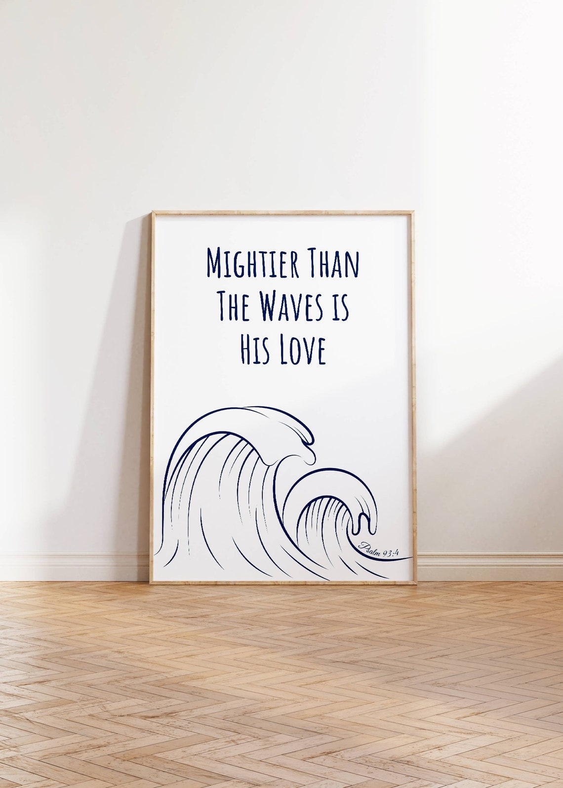 Mightier Than The Waves Wall Art Prints Minimalist Poster Art Christian Wall Art Ocean Wave Poster Psalm 93 Bible Scripture Wall Art Prints