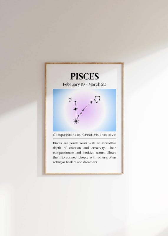 Pisces Zodiac Constellation Wall Art Pisces Astrology Sign Poster Pisces Horoscope Home Decor Gift Stars Celestial Sign Poster