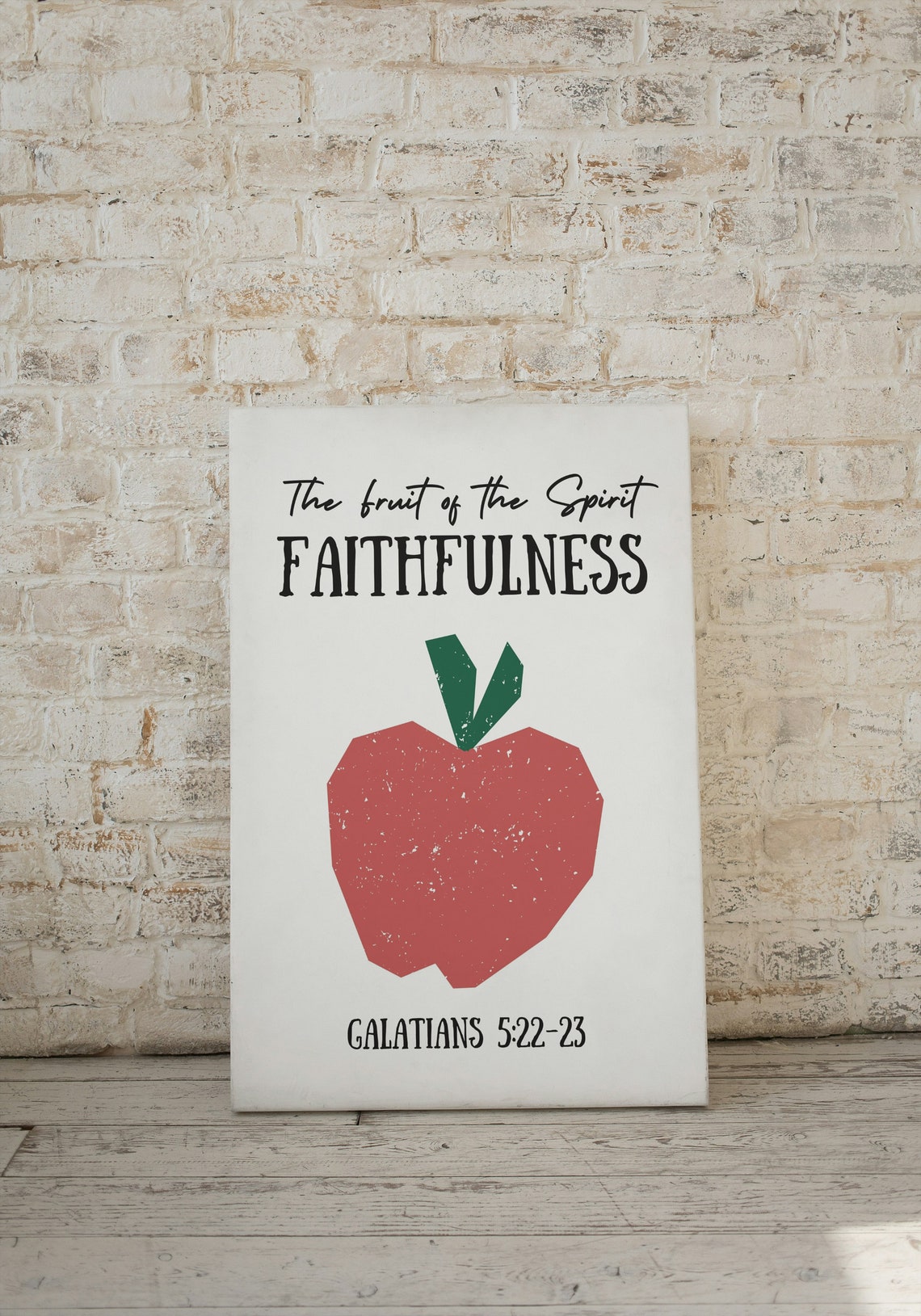 Fruit of the Spirit Faithfulness Red Apple Bible Verse Decor Poster - Image 2
