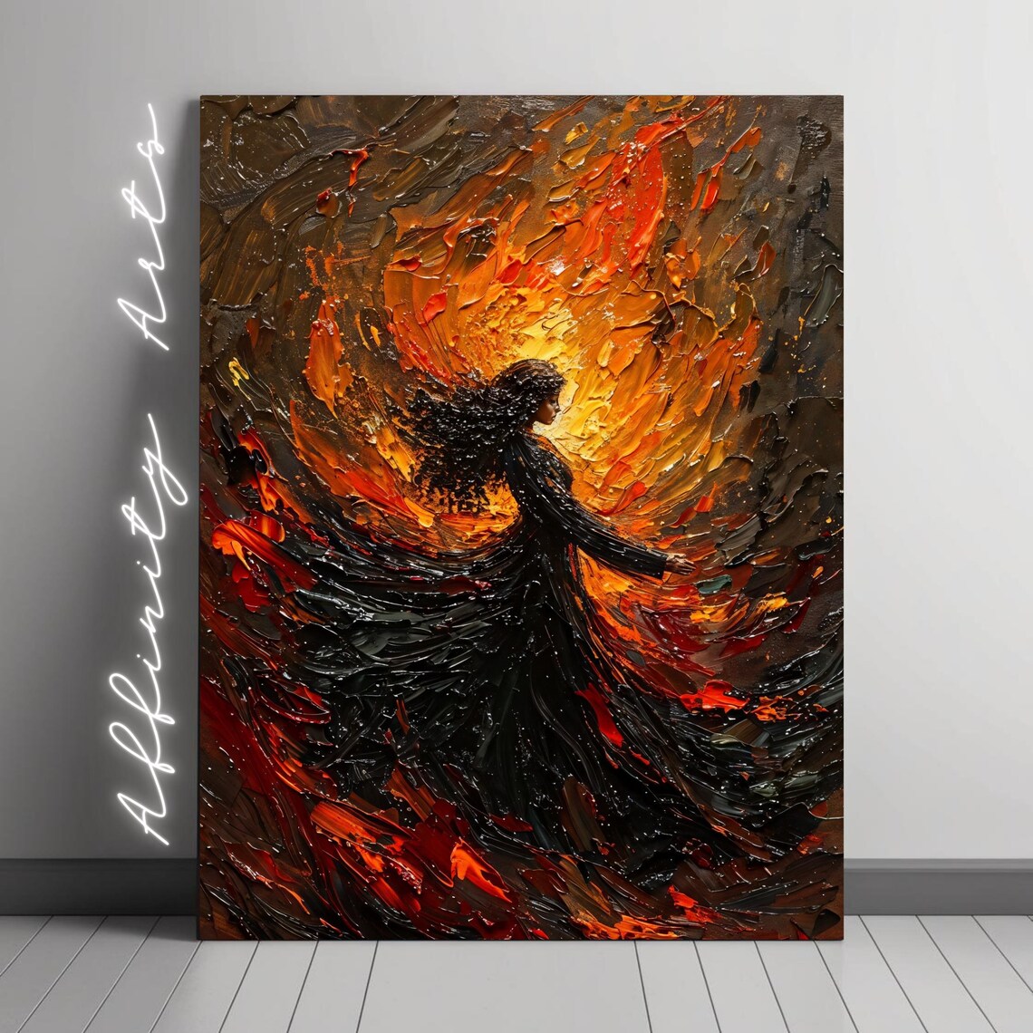 Fiery Soul Abstract Oil Style Dark Fantasy Woman