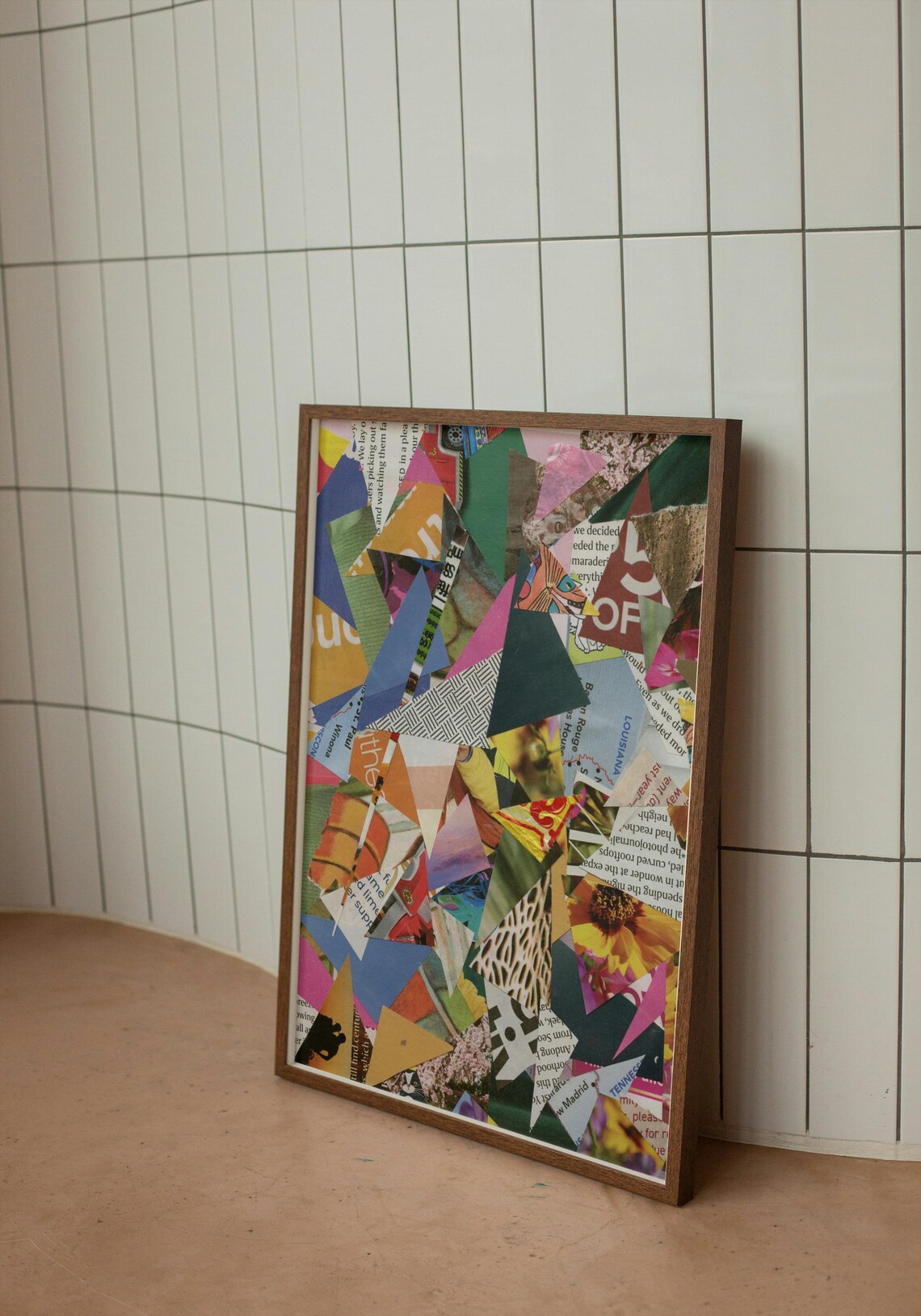 Abstract Collage, Colorful Geometric Mixed Media - Image 2