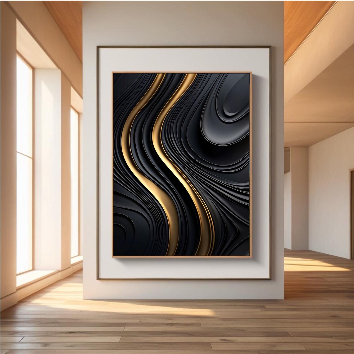 Luxury Black And Gold Abstract, Modern Artwork - Image 6